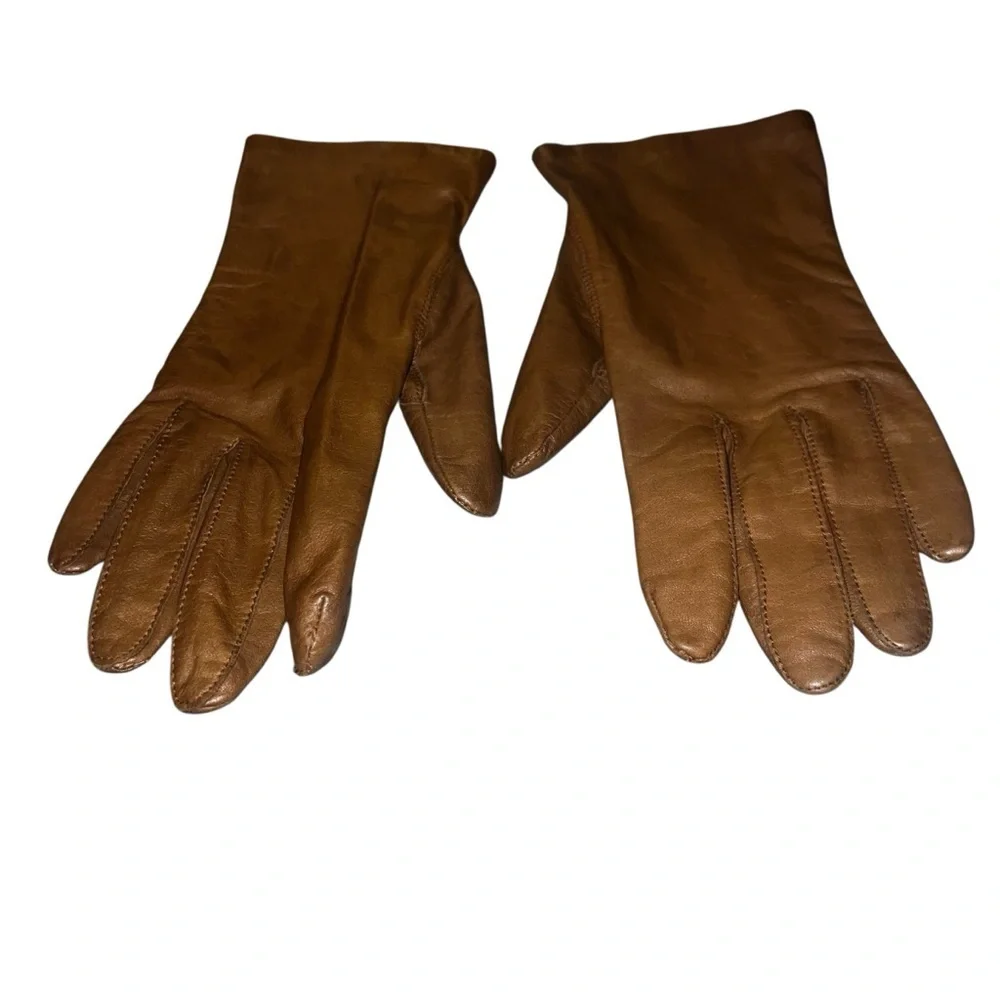 EUC Fownes Vintage Camel Tan Leather Driving Gloves Size 7.5